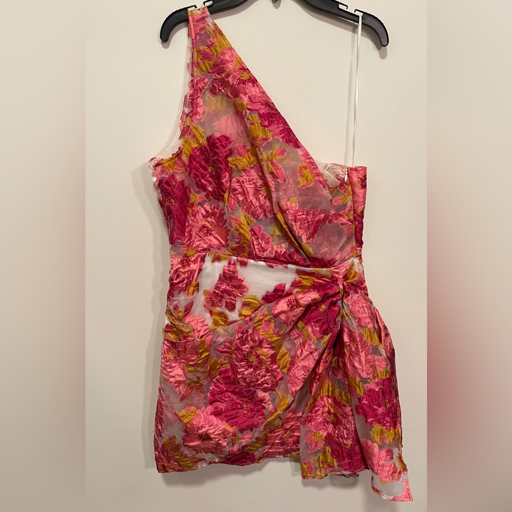 One Shoulder Floral Wrap Dress